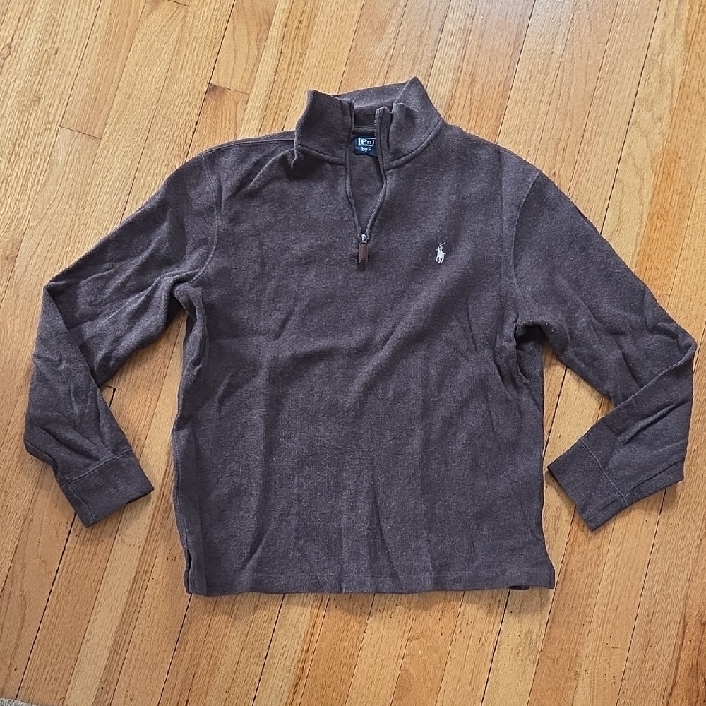 Polo Ralph Lauren Men's Heather Brown Quarter- Zip Sweater